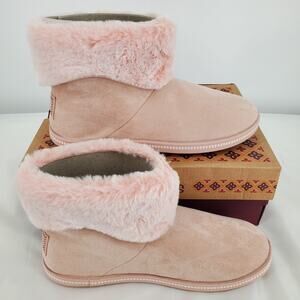 Skechers Womens 6.5 Cozy Campfire Slipper Boots Faux Fur Meant to Be Blush New